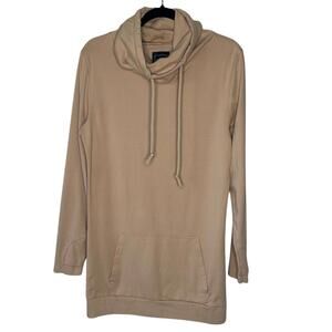 Lily & Lottie Cowl Neck Sweatshirt Women Tan Cotton Blend Long Length Size L